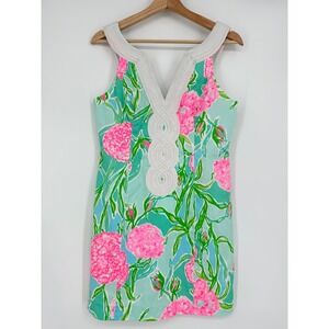 Lilly Pulitzer Valli Shift Sleeveless Dress Poolside Blue Going‎ Stag Size 6
